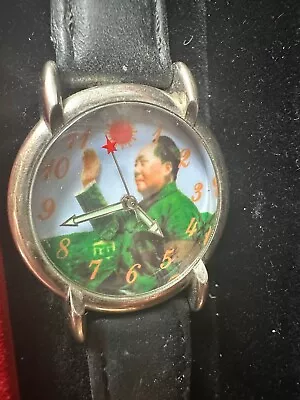 Vintage Mao Tse Tung Waving Watch Wind Up W Red Velvet Case Works • $89.99