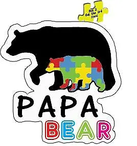 PaPa Bear And Baby Bear Autism Dad Decal Sticker 3.4  X 3.7  Buy 2 Get 3 P641 • $4.29