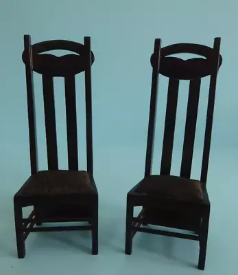 Two Charles Rennie Macintosh Style Black Tall CHAIRS  1/12th Scale Collectors • £17