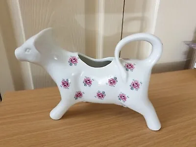 NEXT Farmyard Cow Creamer 1/3 Pint 5 In’s Tall 7.5 In’s Long Rose Pattern VGC • £6.60