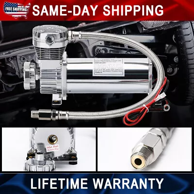 $143.50 • Buy 480C Single Compressor CHROME 200 Psi Air Ride Suspension Train Horns 3/8 NPT 