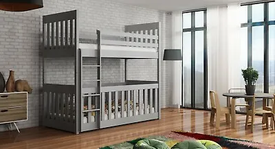 £429 • Buy Children Wooden Pine Bunk Bed Cris With Cot Bed 3 Colours & Mattresses Available