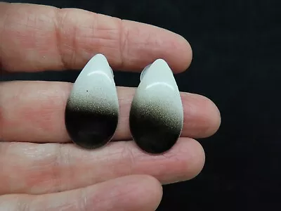 £13.27 • Buy Vintage 1960's OMBRE Black & White Dangle Pierced Earrings