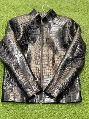 Men's Alligator Crocodile Embossed Lambskin Leather Luxury Casual Jacket • $109.69