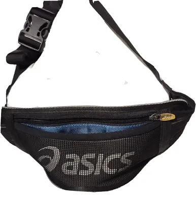 ASICS Waist Pouch Pouch Black Fanny Pack Padded Structured Pockets Running • $29.99