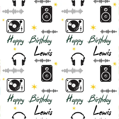 Personalised Dj Birthday Music Name Wrapping Present Wrap Paper Anywording • £4.49