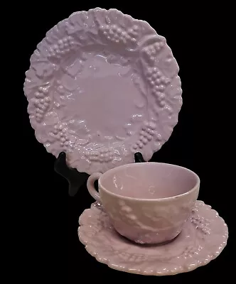 Vintage PV Italy Pink Grape Majolica Tea Cup Saucer Dessert Plate Trio Set  • $22.95