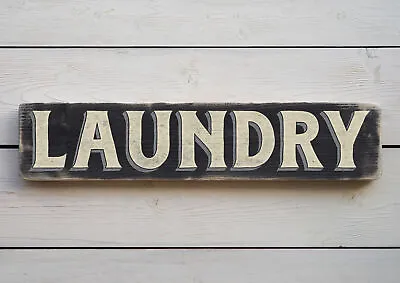 LAUNDRY Vintage Style Wooden Sign. Handmade Retro Home Gift • £24.95