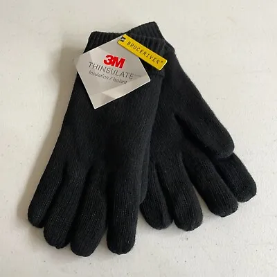 BRUCERIVER Mens S / M Black Wool Knit Gloves With 3M Thinsulate Lining NWT • $14.99