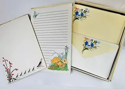 Vintage Note Paper Pads And Hallmark Letter Set Mushroom Floral Bird Stationary • $17.99