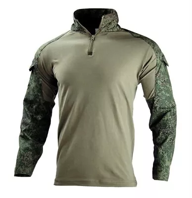 Men's Combat Shirt Long Sleeve Army Military Tactical Camouflage Casual T-Shirt • £22.79