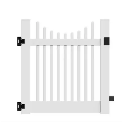 Barrette Outdoor Living Fence Gate 51.5 H Vinyl Hardware Spaced Picket White • $309.29
