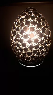 Mirrored Tile Mosaic Egg Shaped Table Lamp / Light With Rocker Switch • £16.99