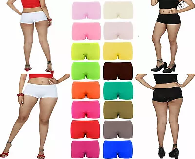 Womens Stretch Elasticated Plain Hot Pants Shorts Ladies Girls Dance Gym Shorts • £5.49