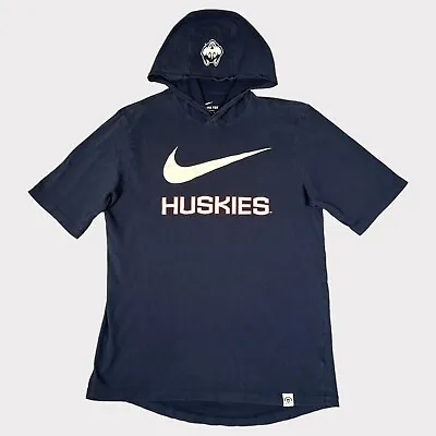 $19.95 • Buy UConn Huskies Shirt Mens Medium Blue Hooded Nike Premium Finish Short Sleeve Tee