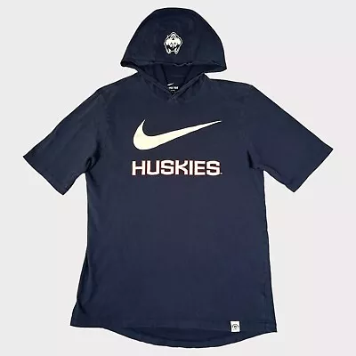 $19.95 • Buy UConn Huskies Shirt Mens Medium Blue Hooded Nike Premium Finish Short Sleeve Tee