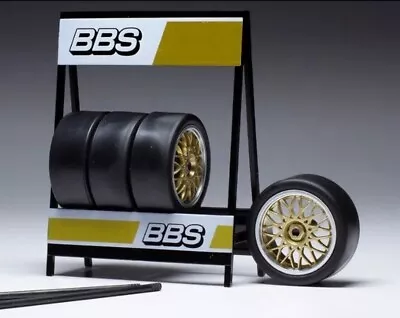 1:18 4 Rims Wheel Set 1 3/32in Set BBS Motorsport Gold 1 3/8in With Tires IXO • $24.99
