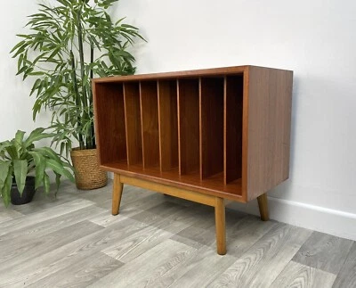 Vintage Mid-Century Teak Record Cabinet TV Stand Vinyl Storage • £125
