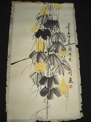 Old Chinese 100% Hand Painting Scroll Flower On Rice Paper By Qi Baishi齐白石 • $45