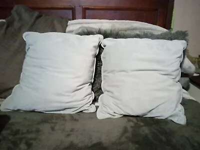 LOT OF 2 VELOUR Cotton THROW ACCENT PILLOWS PALE BLUE 18  X 17  Bed Cabin Couch • $19.99