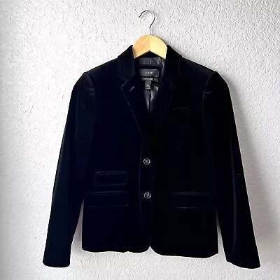 J.Crew Black Velvet Schoolboy Blazer Size 4P • $55