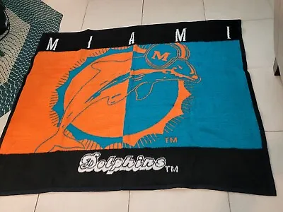 Vintage Miami Dolphins Biederlack Stadium Blanket Throw NFL Football 56 X 50. • $29.96