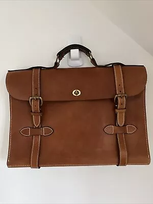 J Peterman Satchel Bag Tan Leather 1928 Aviator Briefcase Portfolio Attache Vtg • $297.50