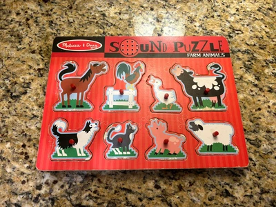 $14.99 • Buy Melissa & Doug Farm Animals Sound Puzzle - Wooden Peg 8 Pcs Puzzle Working 