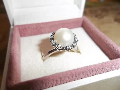 Genuine Authentic Pandora Eternal Grace Freshwater Pearl Ring 190916P - Size 56 • £109