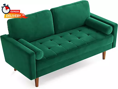 Upholstered Convertible Sofa Couch Futon Loveseat Couch For Living Room - Green  • $263.99
