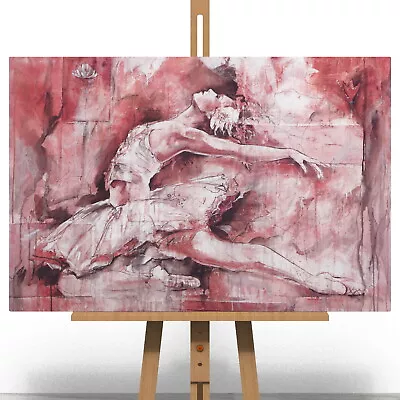 Ballet Dancer Canvas Print Picture Painting Modern Wall Art Swan Lake Pink Red • £13.99