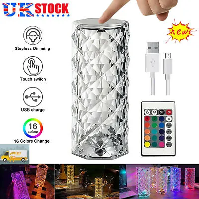 £12.95 • Buy LED Crystal Table Lamp Diamond Rose Bar Night Light Touch Atmosphere Bedside UK