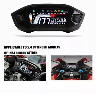 Motorcycle Speedometer Universal Tachometer LCD Digital Odometer Gauge Fuel • $53