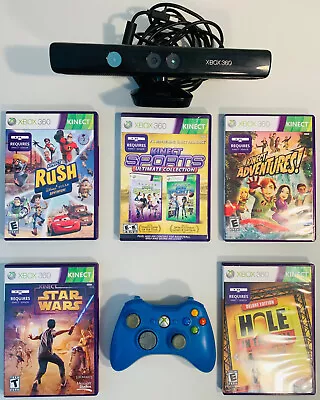 Microsoft XBOX 360 KINECT & SIX GAMES & CONTROLLER *STAR WARS! TESTED! NICE! • $47.98