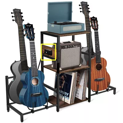Guitar Stand 4 Holder For Multiple Guitars 3-tier Storage Shelf Electric Outlet • $78.95
