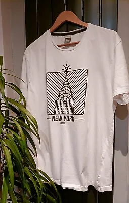 Bench Mens White New York T Shirt Size XL Tee Shirt Sleeve Top • £4.99