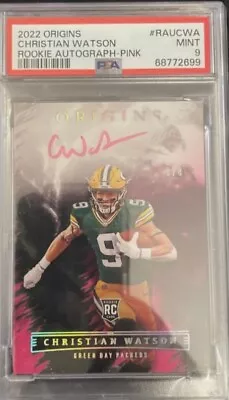 2022 Origins Christian Watson Psa9 RC Pink #/8 On Card Auto Packers • $100