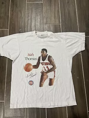 Vintage NBA Detroit Pistons Isiah Thomas Single Stitch Shirt Size Large • $47.97