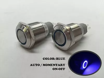 2 Of MARINE SS304 BLUE LED ULTRA FLUSH LIGHT AUTO ON-OFF PUSH SWITCH RING BUTTON • $12.99