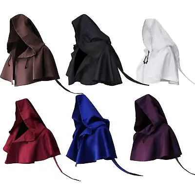 Halloween Cloak Cowl Wizard Cloak Priest Robe Cape Medieval Hat For Adults • £9.38