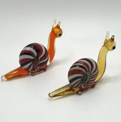 New Colors! Murano Glass Handcrafted Mini Lovely Snail Figurine Set Glass Art • $29.90