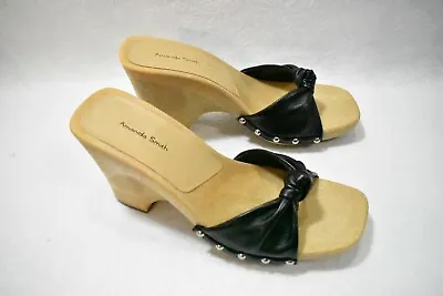 $18.99 • Buy Amanda Smith Shoes Sandals Wedge Heels Black Size 8 Women's New  
