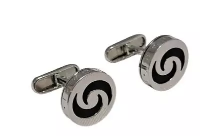 Authentic Bvlgari Optical Cufflinks Silver Onyx Round SV925 Black Men • $436.89