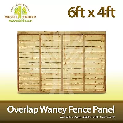 6x4 Overlap Waney Lap Garden Fence Panel With Capping Rail • £26