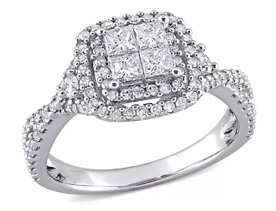 0.95 Carat (ctw H-I I2-I3) Princess-Cut Diamond Infinity Halo Engagement Ring I • $939