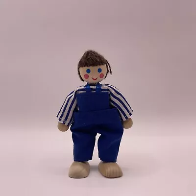 Melissa & Doug Wooden Doll House People Family Figures 3  Boy Blue Overalls • $5.99