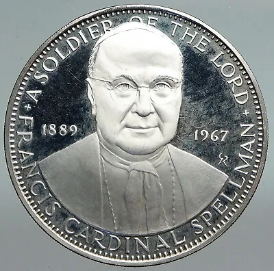 1967 VATICAN Cardinal Francis Spellman SOLDIER Old Christian Silver Medal I90785 • $313.65