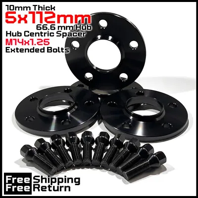 $54 • Buy [2] 10mm Thick BMW G-Body 5x112 C.B 66.6 Wheel Spacer Kit 14x1.25 Bolts Included