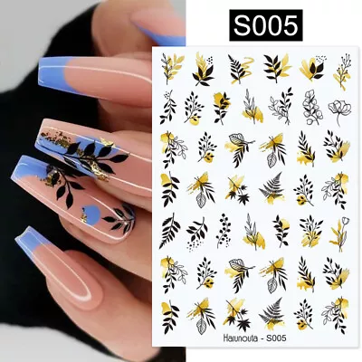 3D Bronzing Flowers Leaf Nail Foils Stickers Abstract Decals Sliders Manicure • $0.99