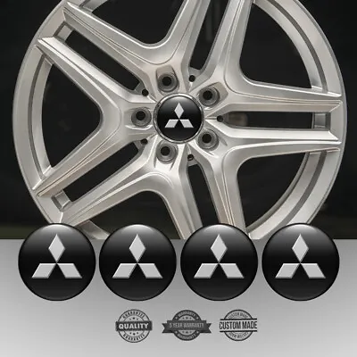 Set Of 4 Silicone Center Wheel Cap Stickers Mitsubishi Emblem Logo Decals Rims • $39.15